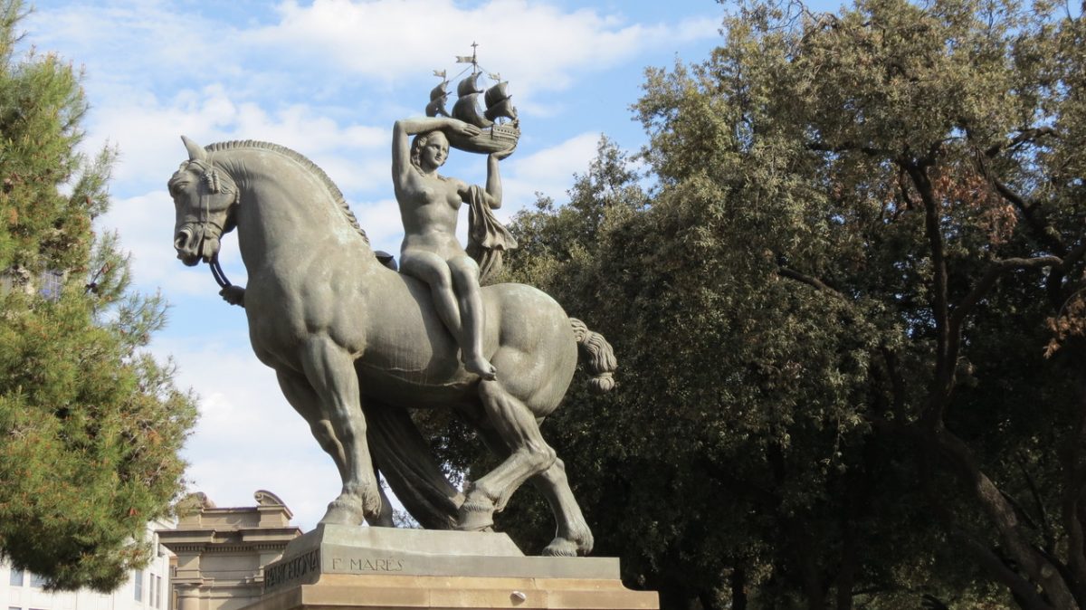 Equestrian Statue Of Barcelona In Barcelona Spain