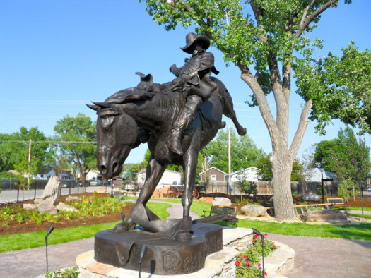 Equestrian statue of Chris Ledoux in WY Kaycee US