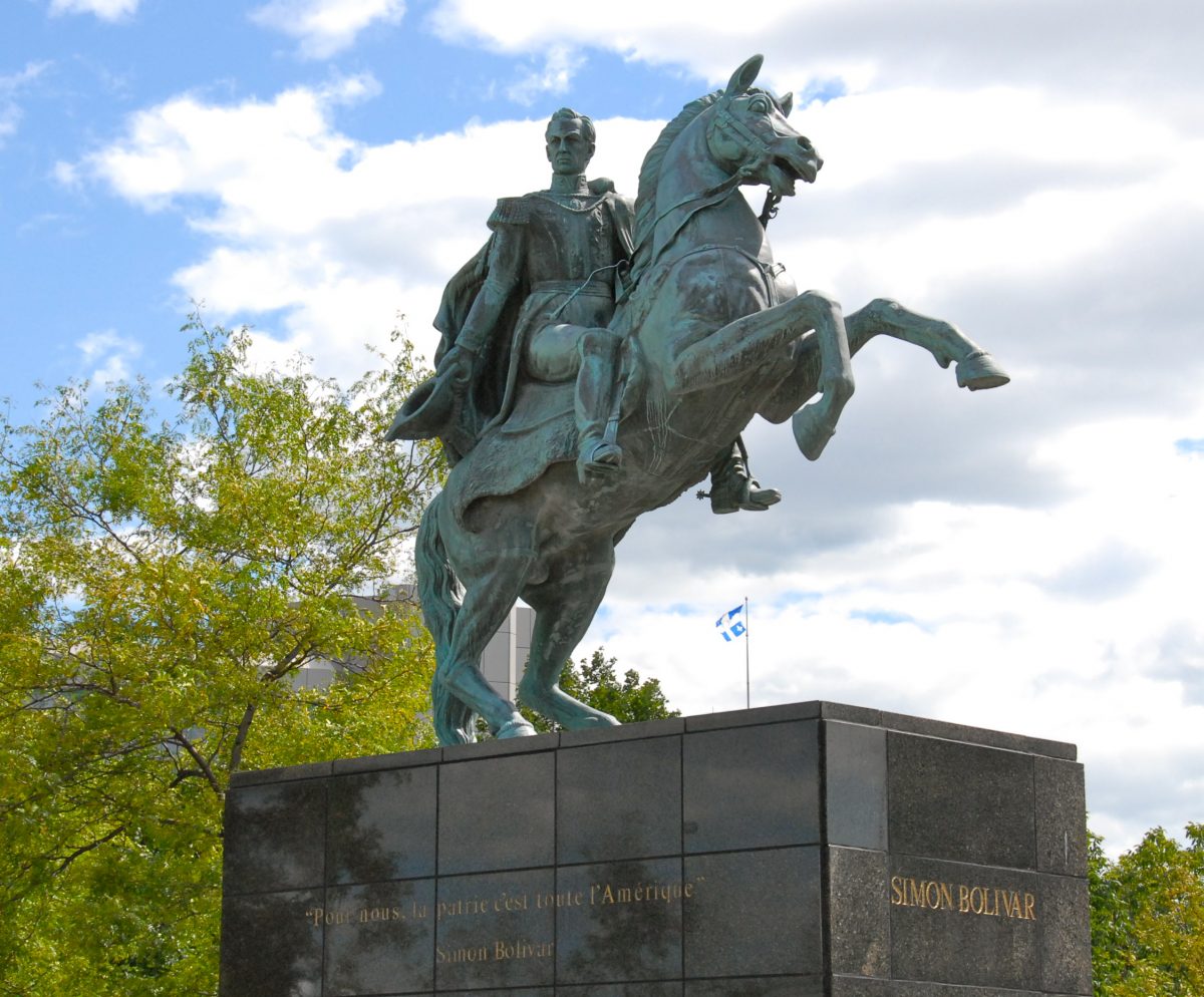 Equestrian Statue Of Simon Bolivar In Quebec City, Quebec Canada