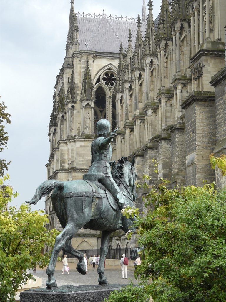 Equestrian statue of Jeanne d'Arc in Reims France