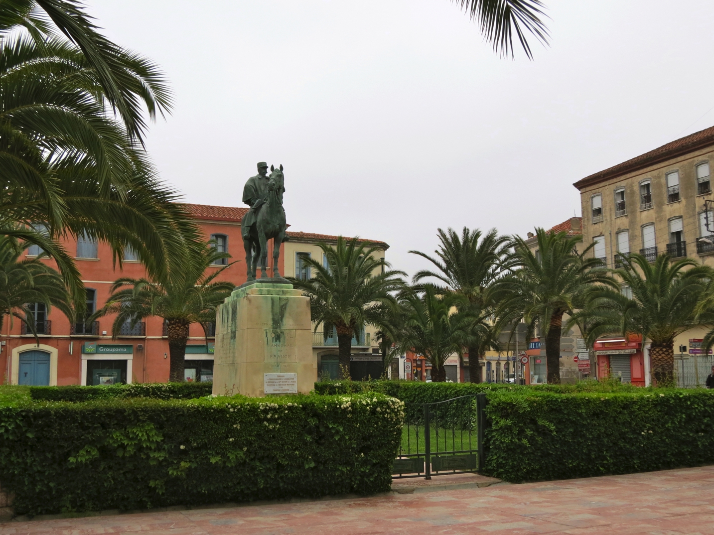 Equestrian statue of Jacques-Cesaire Joffre in Rivesaltes France