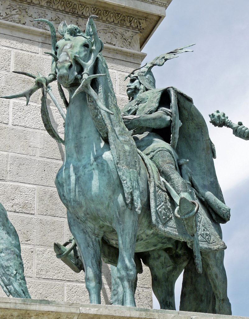 Equestrian statue of Huba in Budapest Hungary