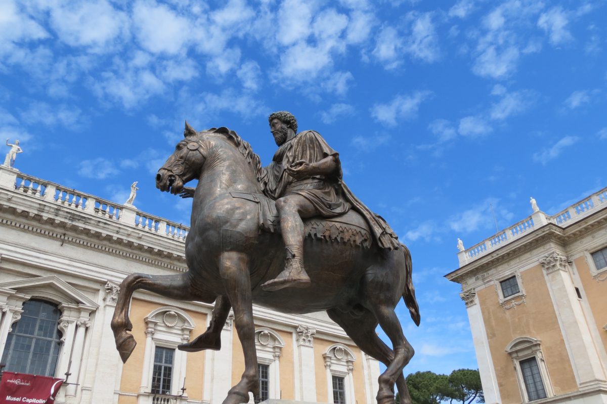 Equestrian statue of Marcus Aurelius in Rome Italy