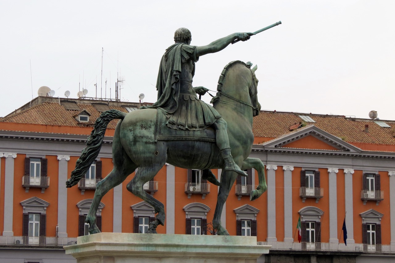 Equestrian statue of King of Naples Charles III of Bourbon in Naples Italy