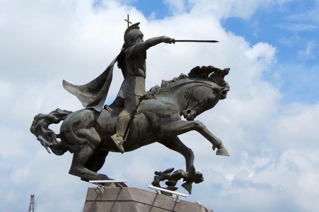 Equestrian statue of Vartan Mamikonian in Gyumri Armenia