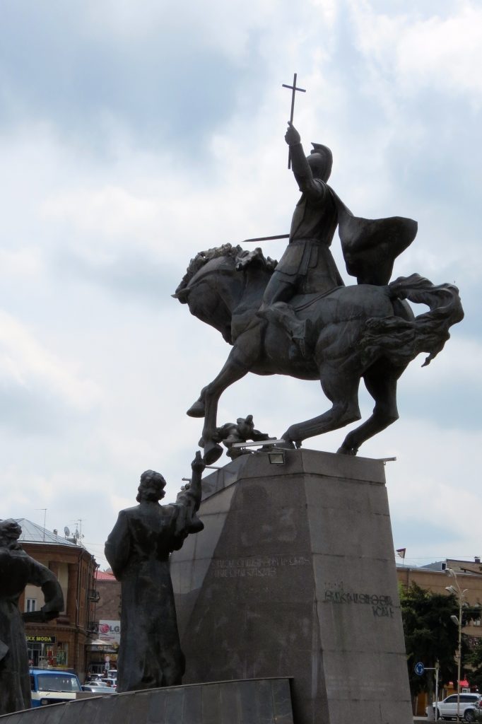 Equestrian statue of Vartan Mamikonian in Gyumri Armenia