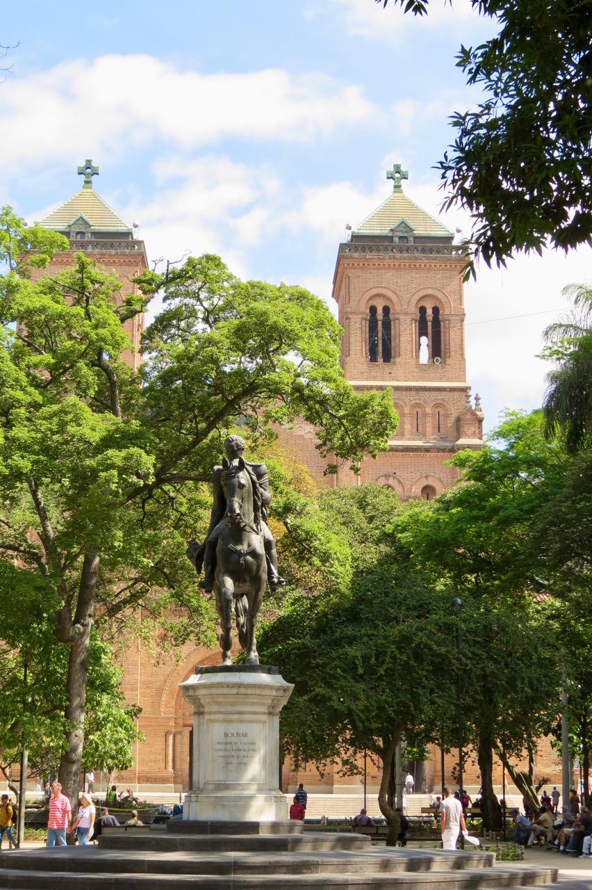 Equestrian statue of Simon Bolivar in Medellin Colombia