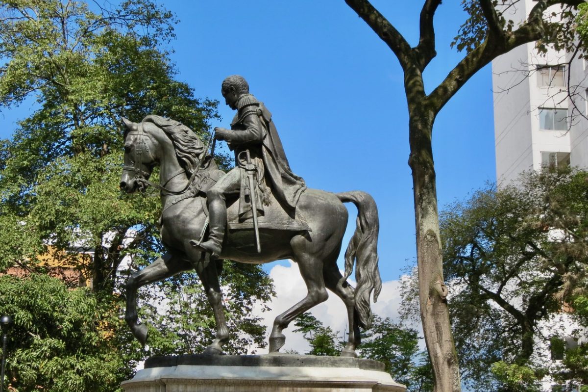 Equestrian statue of Simon Bolivar in Medellin Colombia