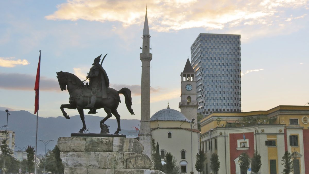 Equestrian Statue Of George Kastrioti Skanderbeg In Tirana Albania