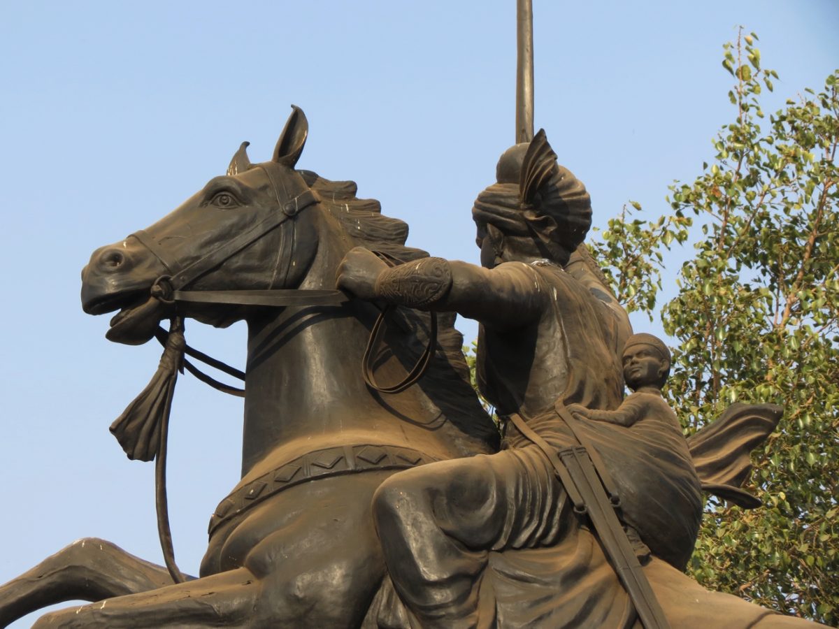 Equestrian statue of Rani of Jhansi Lakshmibai in Gwalior, Madya