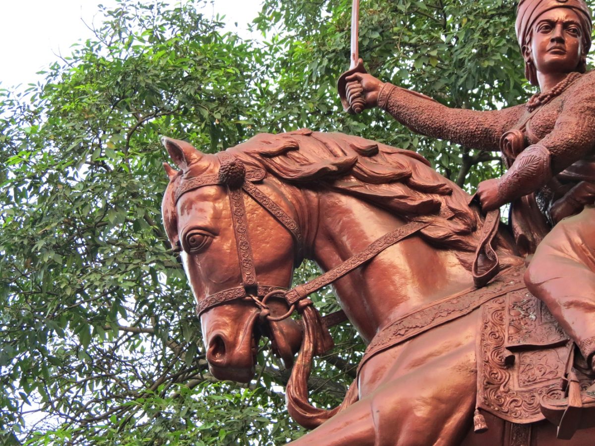 Equestrian statue of Rani of Jhansi Lakshmibai in Pune, Maharashtra India