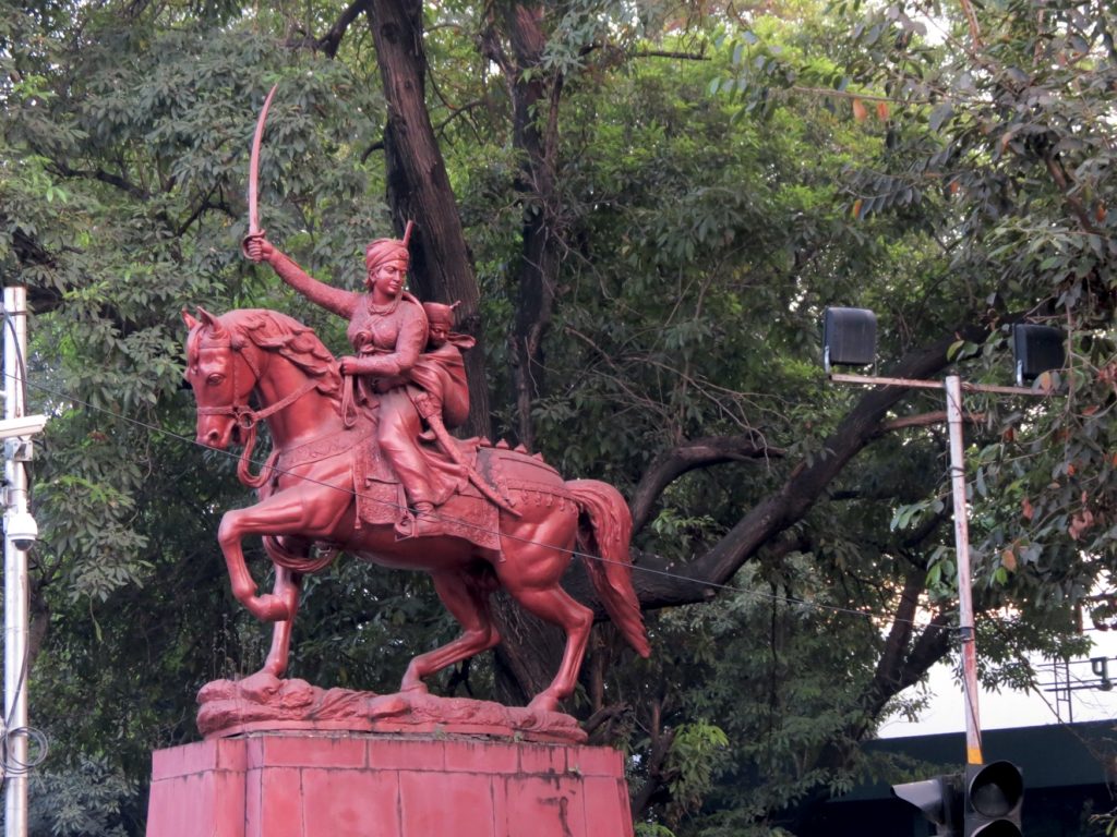 Equestrian statue of Rani of Jhansi Lakshmibai in Pune, Maharashtra India