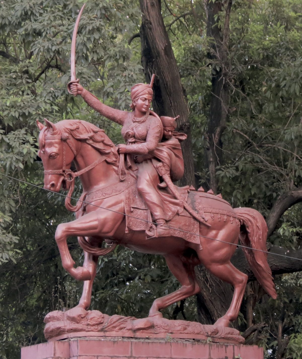 Equestrian statue of Rani of Jhansi Lakshmibai in Pune, Maharashtra India