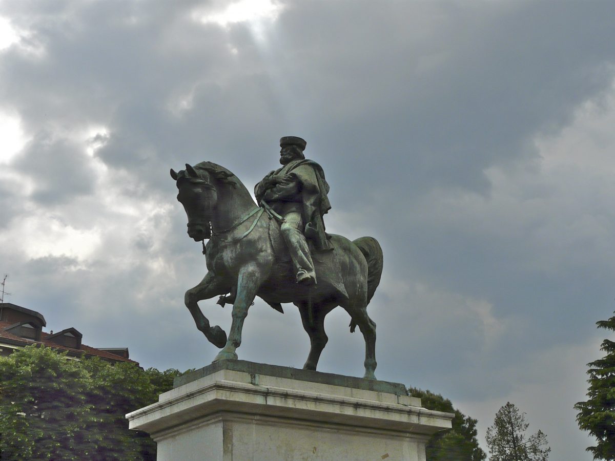 Equestrian statue of Giuseppe Garibaldi in Brescia Italy