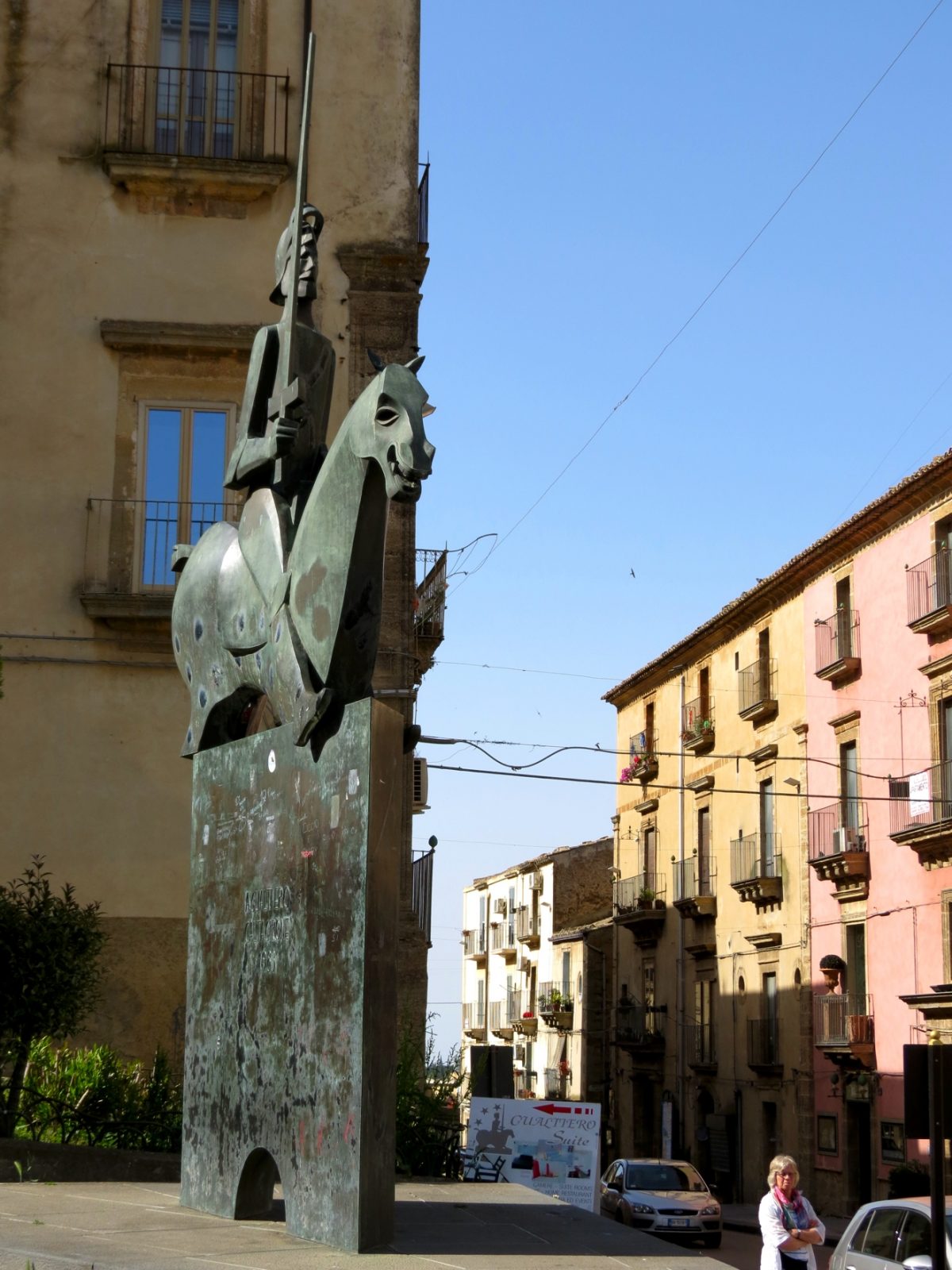 Equestrian statue of Gualtiero di Caltagirone in Caltagirone Italy