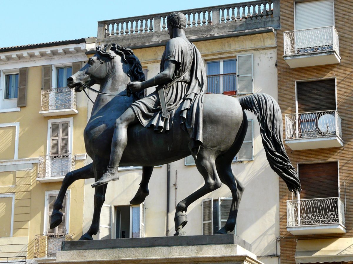 Equestrian statue of Carlo Alberto in Casale Monferrato Italy