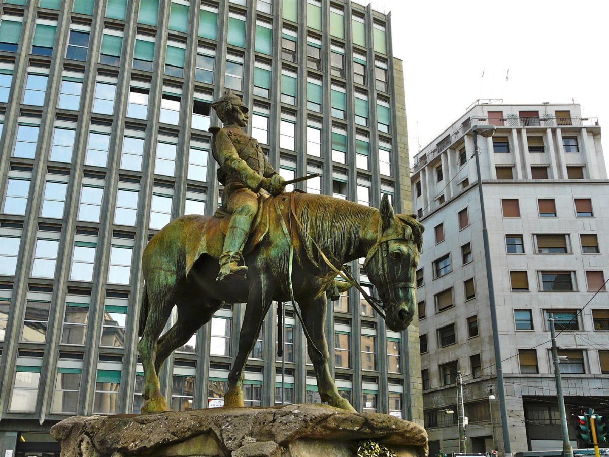 Equestrian statue of Guiseppe Missori in Milan Italy