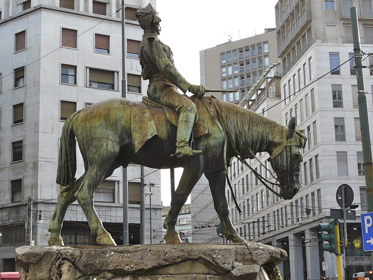 Equestrian statue of Guiseppe Missori in Milan Italy