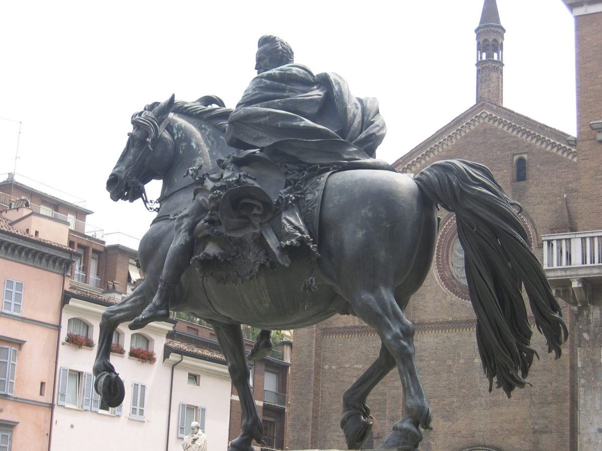 Equestrian statue of Alessandro Farnese in Piacenza Italy