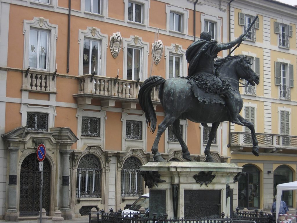 Equestrian statue of Ranuccio Farnese in Piacenza Italy