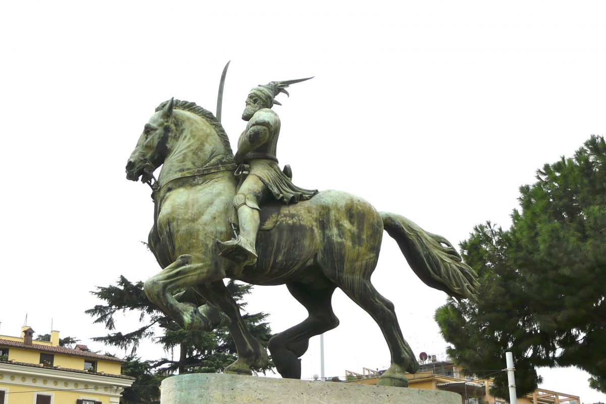 Equestrian statue of Kastrioti Skanderbeg in Rome Italy