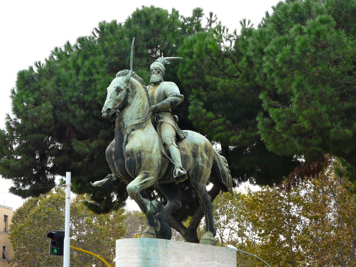 Equestrian statue of Kastrioti Skanderbeg in Rome Italy