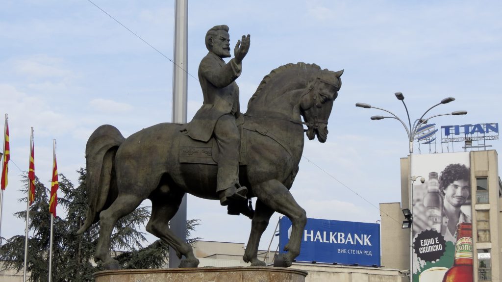 Equestrian statue of Nikola Karev in Skopje Macedonia
