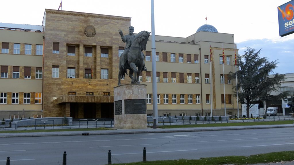 Equestrian statue of Nikola Karev in Skopje Macedonia