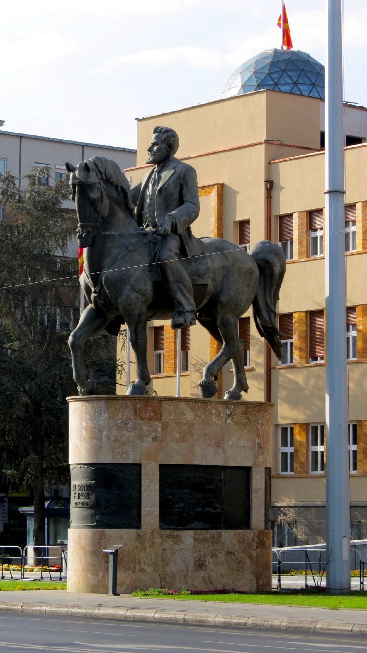 Equestrian statue of Nikola Karev in Skopje Macedonia
