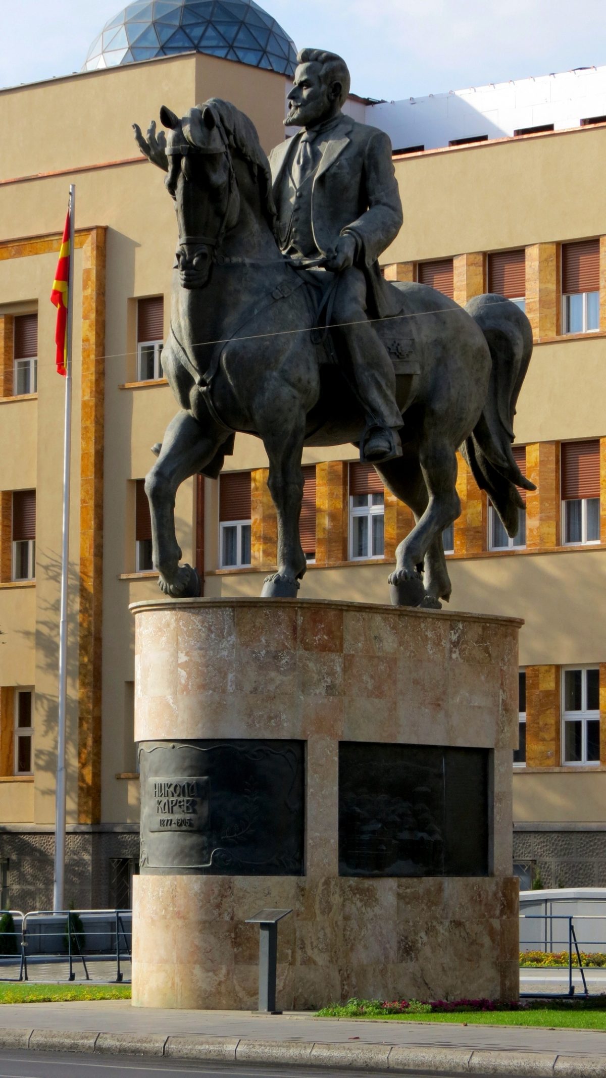 Equestrian statue of Nikola Karev in Skopje Macedonia