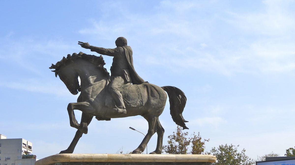 Equestrian statue of Gyorche Petrov in Skopje Macedonia