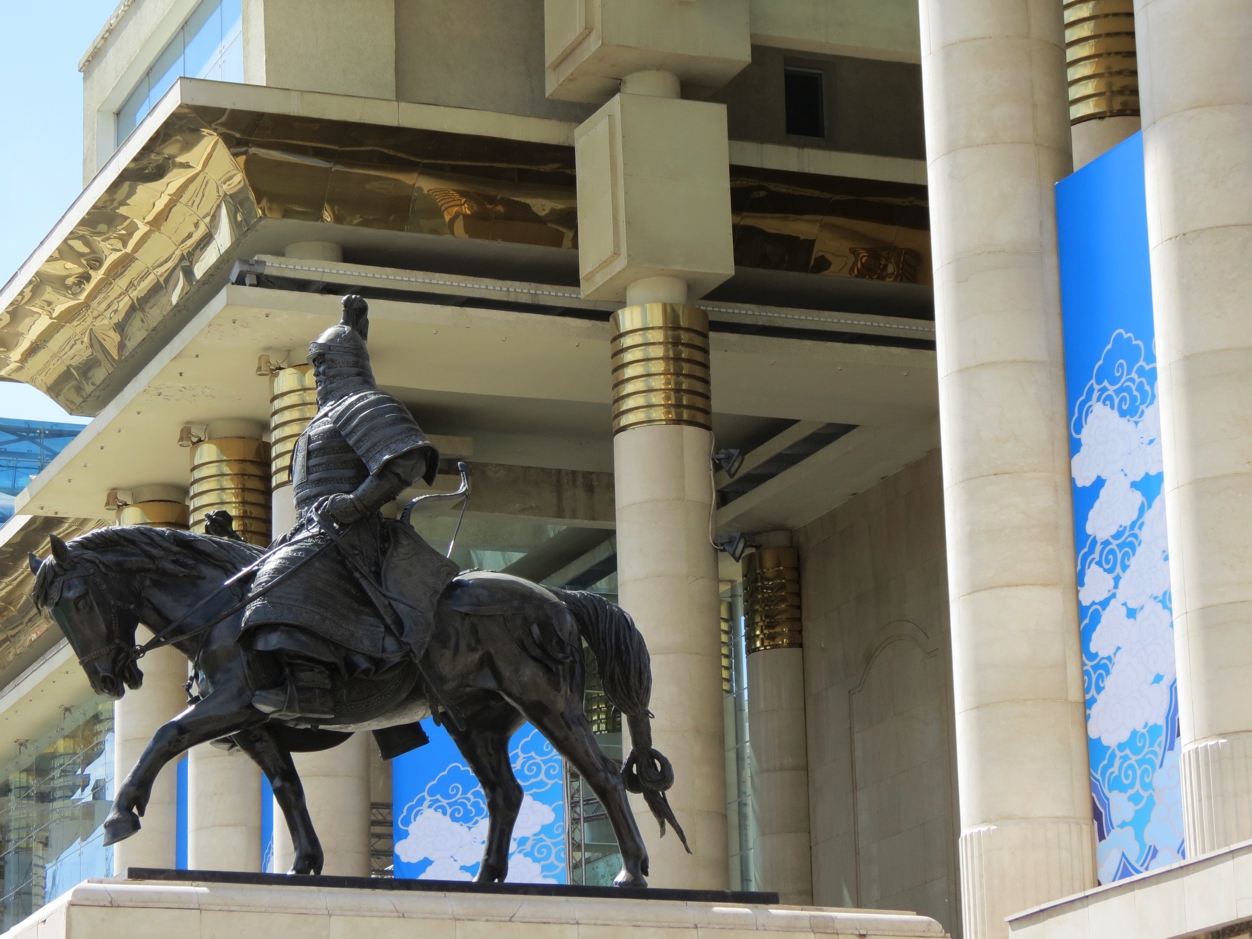 Equestrian statue of Mukhulai (Muqali) in Ulan Bator Mongolia