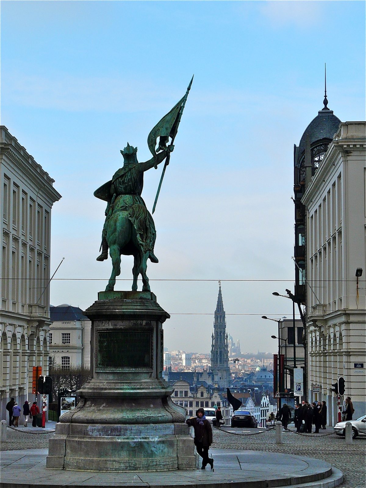 Equestrian statue of Godefroid de Bouillon in Brussels Belgium
