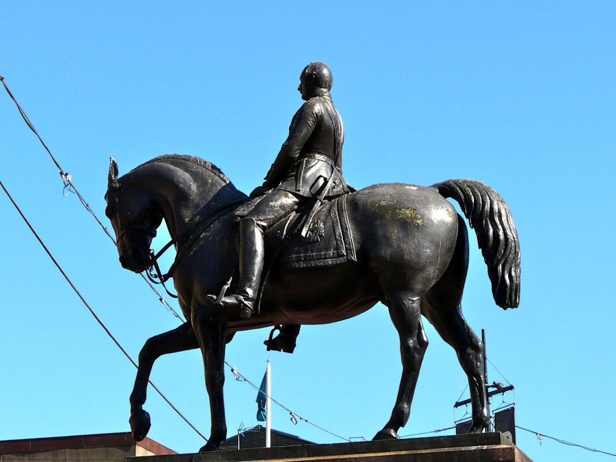 Equestrian statue of Prince consort Albert in Glasgow UK