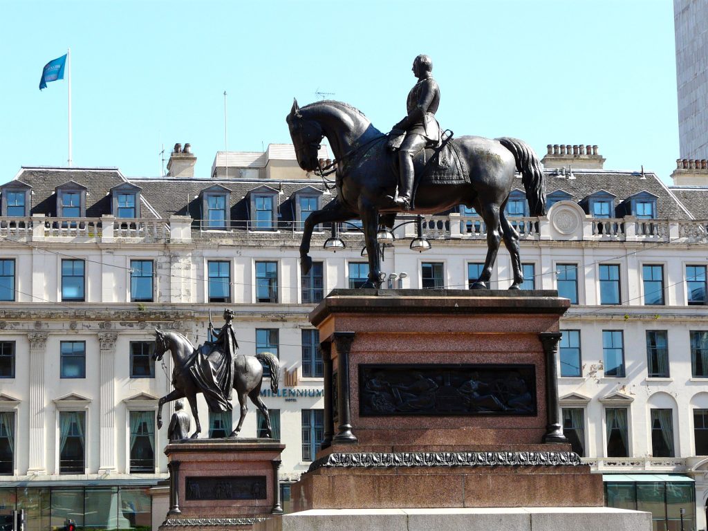 Equestrian statue of Queen Victoria in Glasgow UK