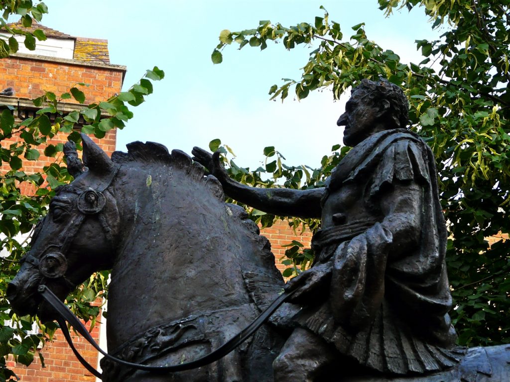 Equestrian statue of emperor Nerva in Gloucester UK