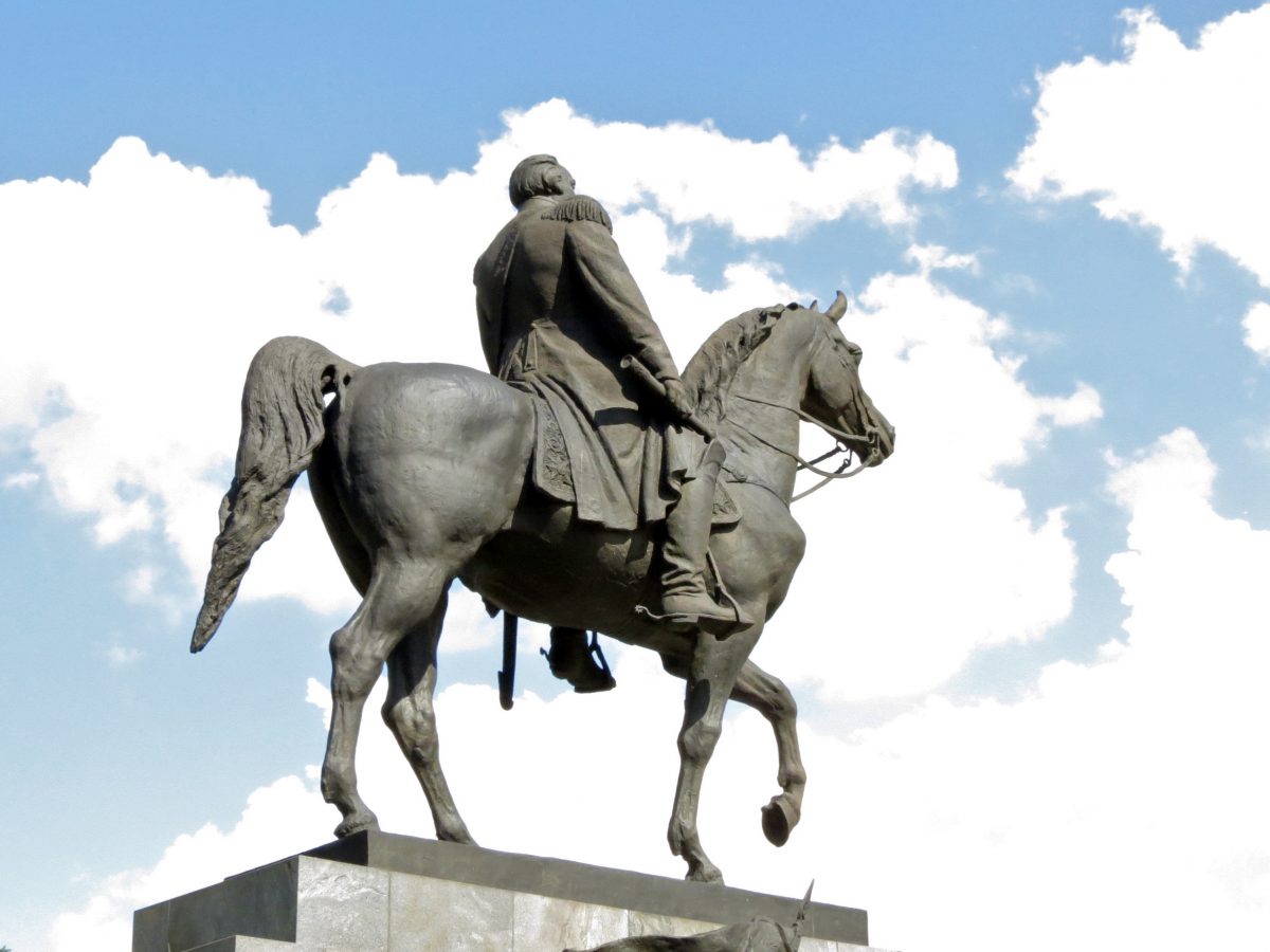 Equestrian statue of Mikhail Kutuzov in Moscow Russia