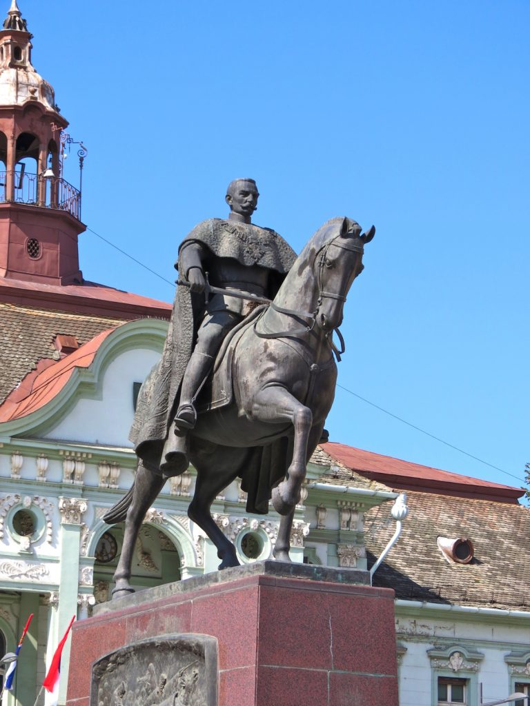 Equestrian statue of Karadjordjevic Petar I in Zrenjanin Serbia