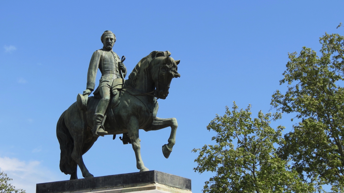 Equestrian statue of Juan Prim y Prats in Barcelona Spain
