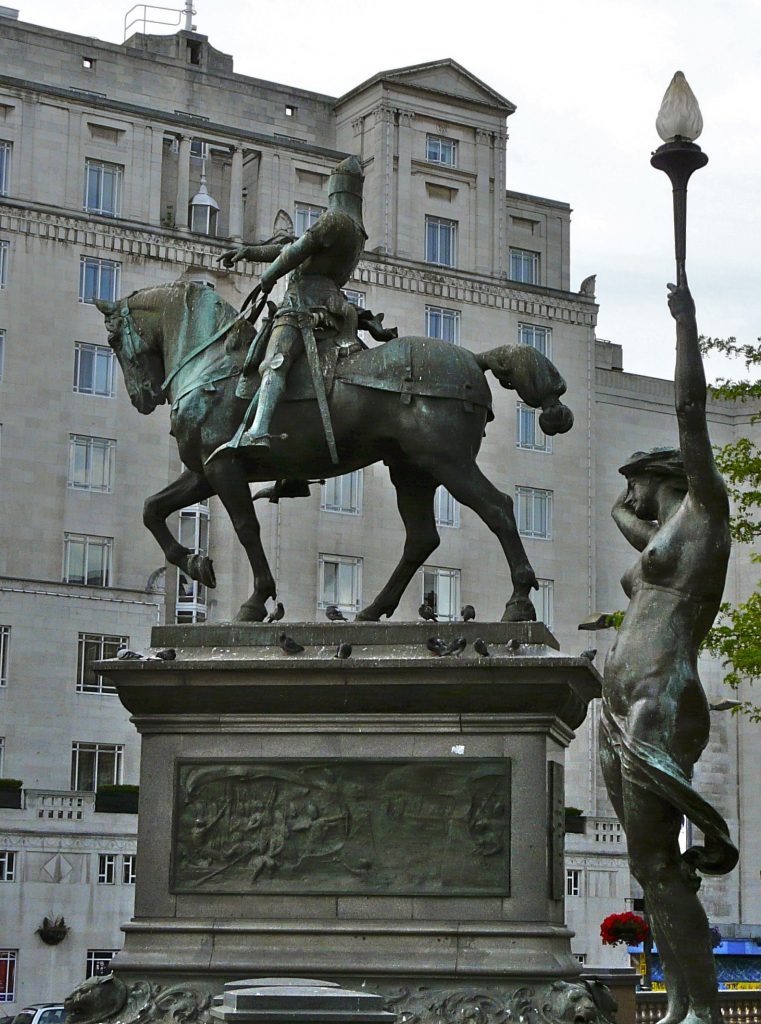 Equestrian statue of Prince of Wales Edward in Leeds UK
