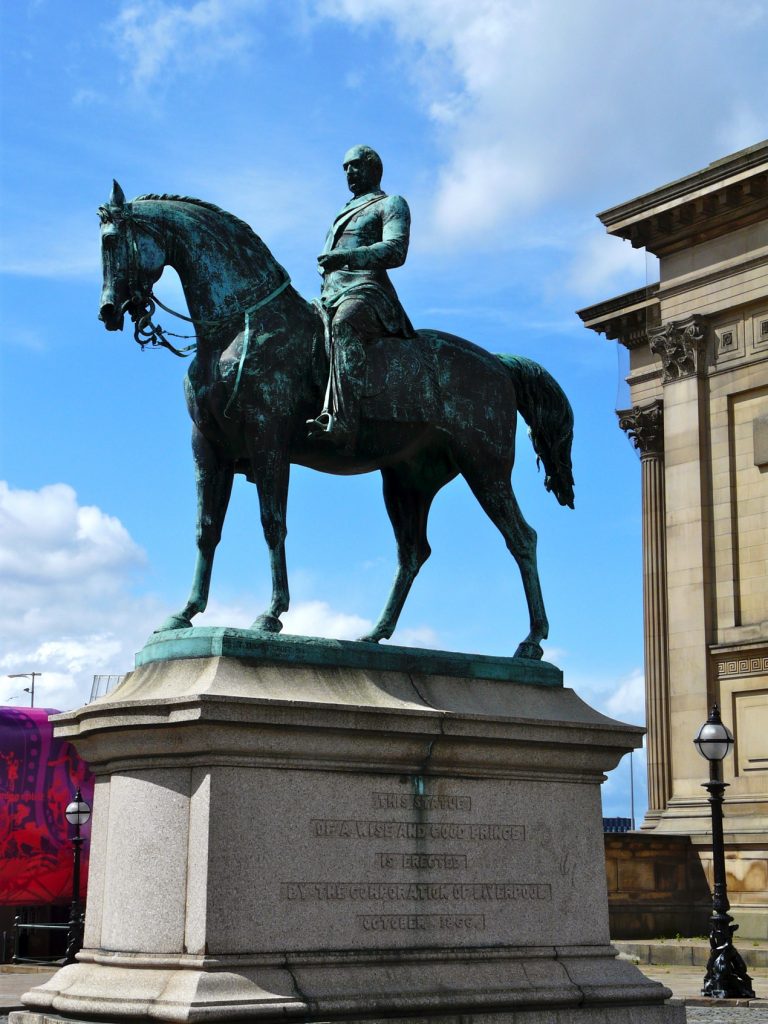 Equestrian statue of Prince consort Albert in Liverpool UK
