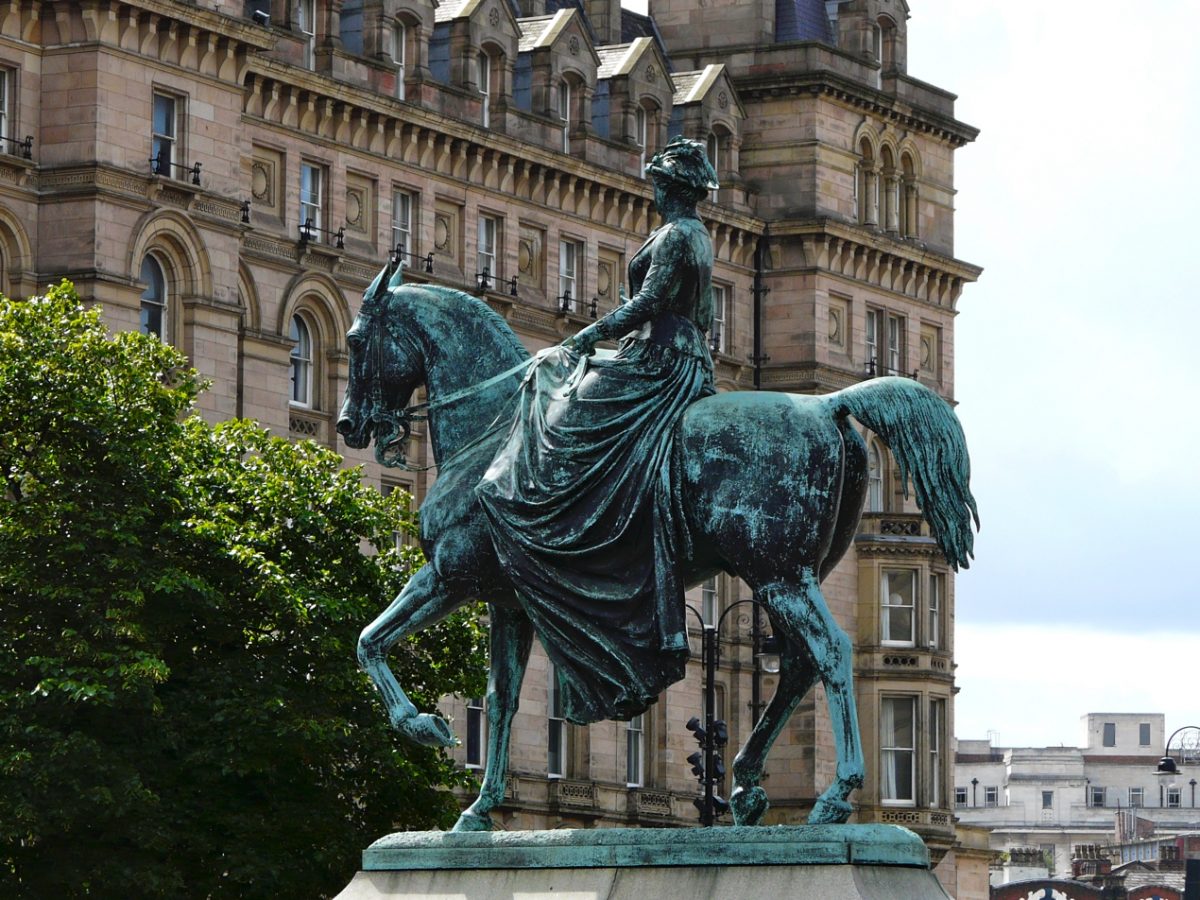 Equestrian statue of Queen Victoria in Liverpool UK