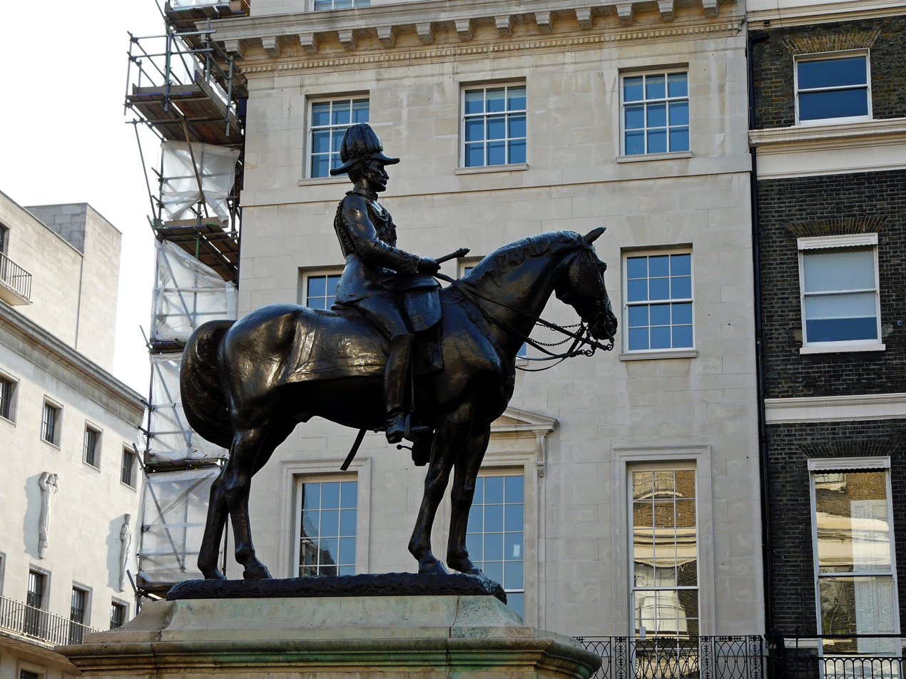 Equestrian statue of George Stuart White in London UK