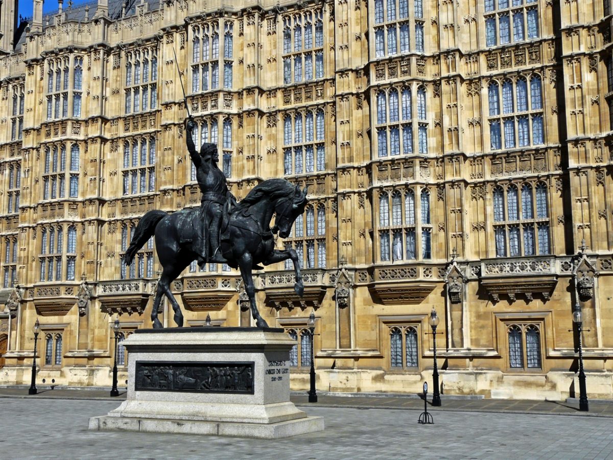 Equestrian statue of Richard l in London UK