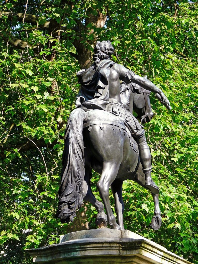 Equestrian statue of William lll in London UK