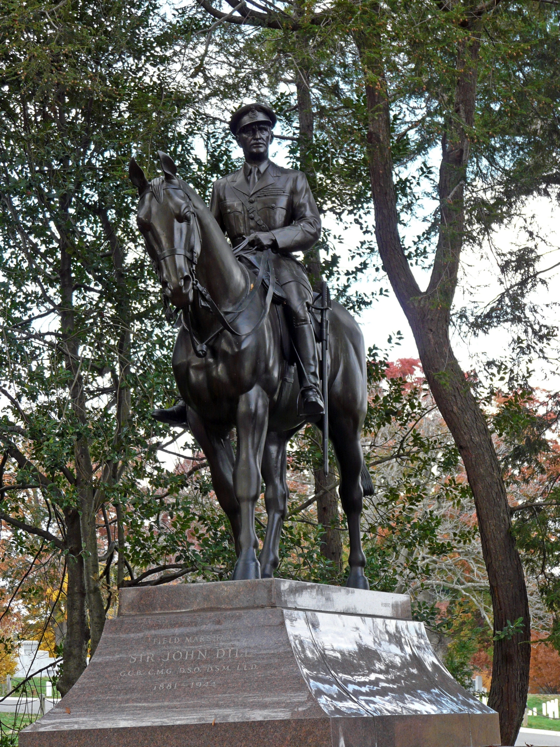 Equestrian statue of John Dill in VA Arlington US