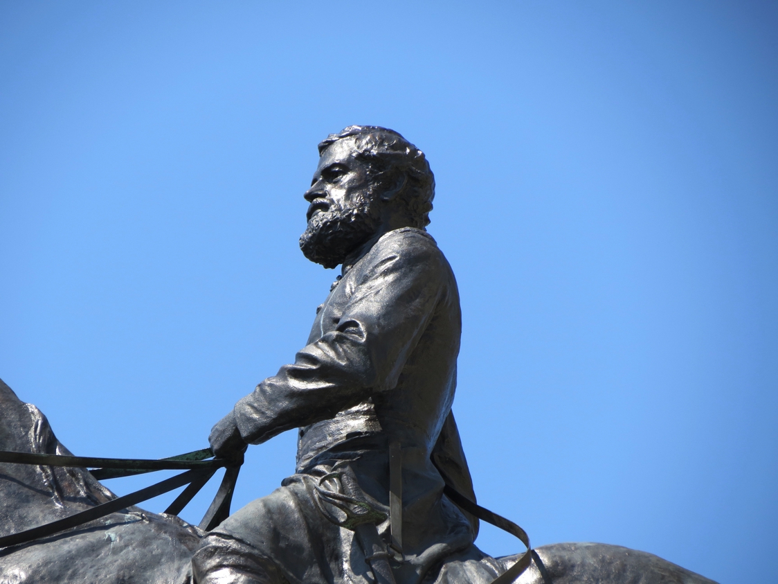 Equestrian statue of Marcellus M. Crocker in IA Des Moines US