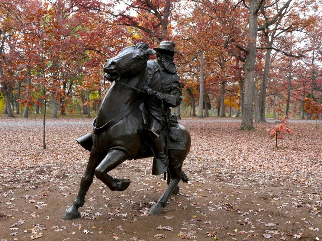 Equestrian statue of James Longstreet in PA Gettysburg US