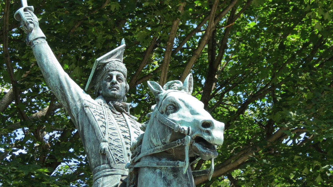 Equestrian statue of Casimir Pulaski in NH Manchester US