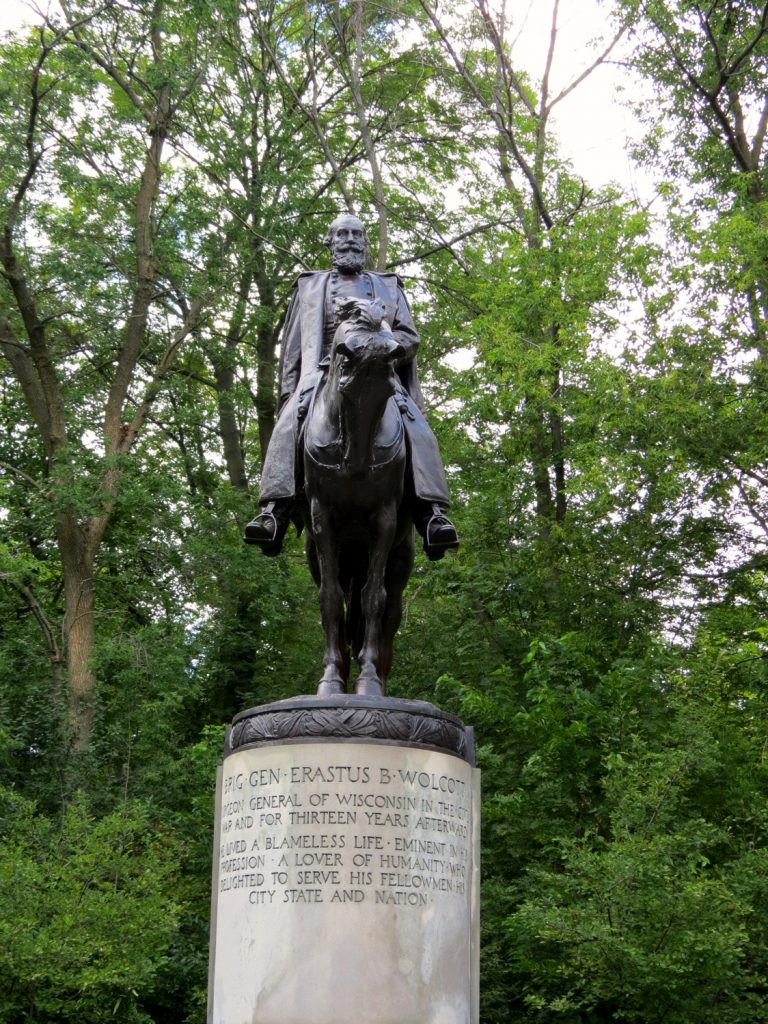 Equestrian statue of Erastus B. Wolcott in WI Milwaukee US